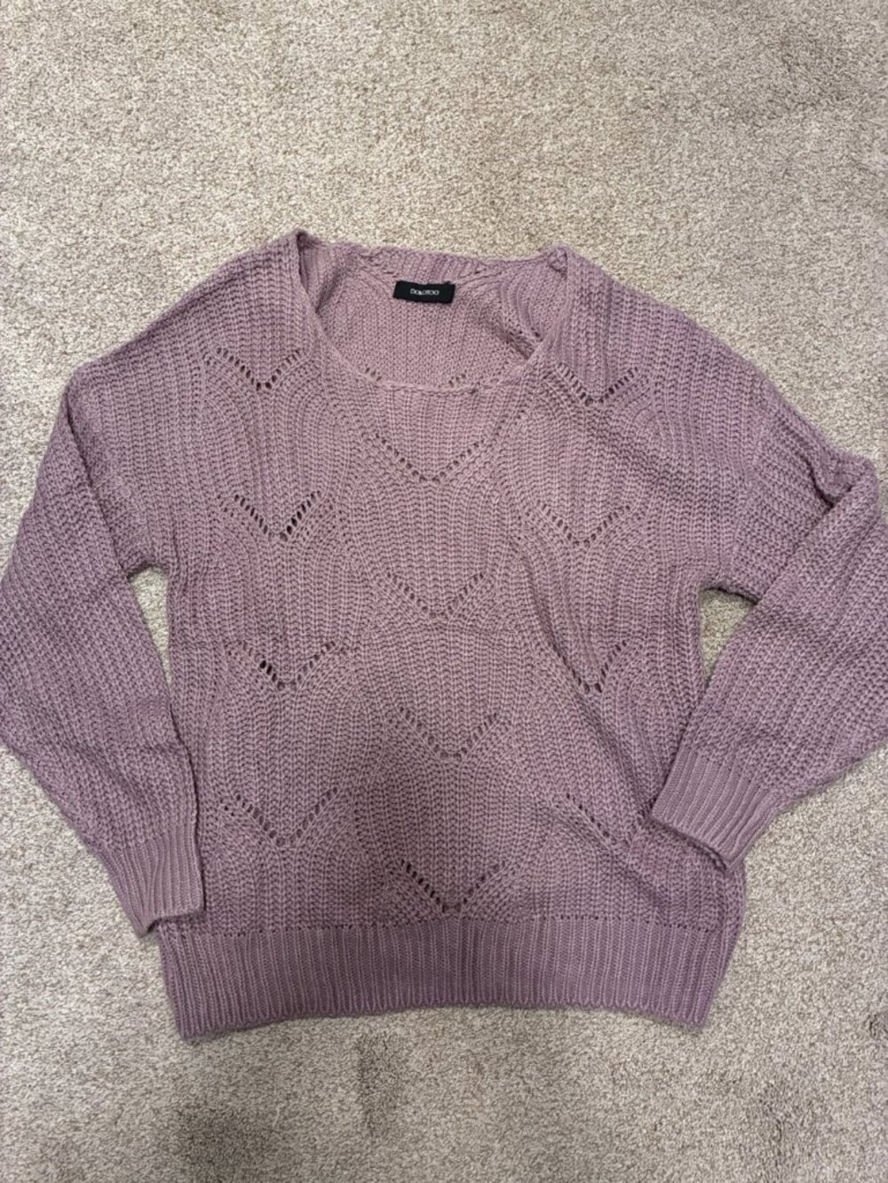 Dokotoo Lavender Chunky Pointelle Knit Oversized Sweater Size L